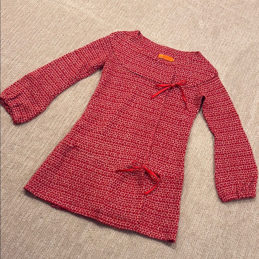 Chic Red Knit Sweater/Dress with Bows
